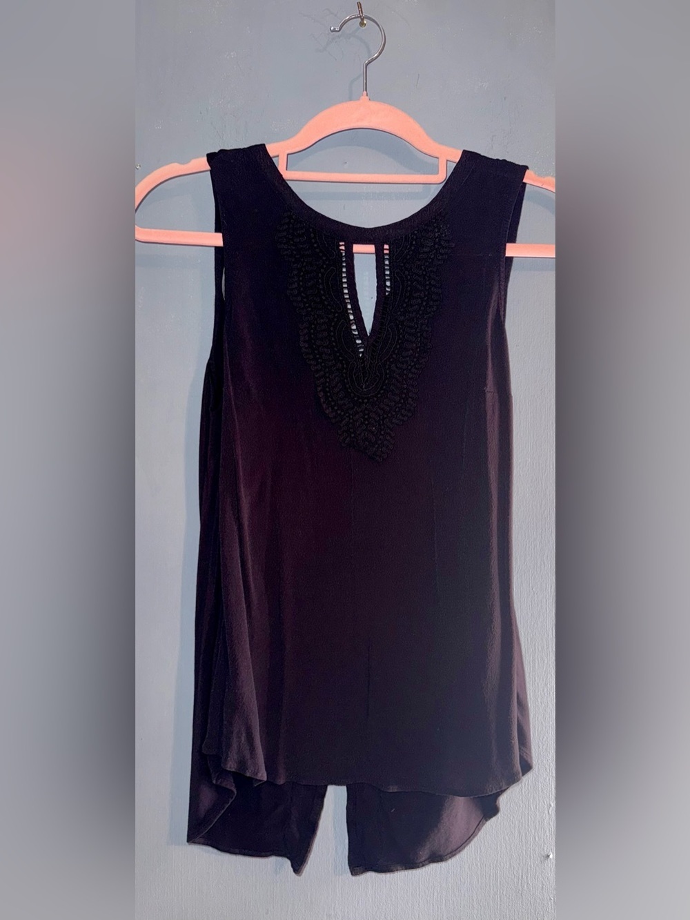 Daniel Rainn Black Crochet Lace Sleeveless Blouse Size Small